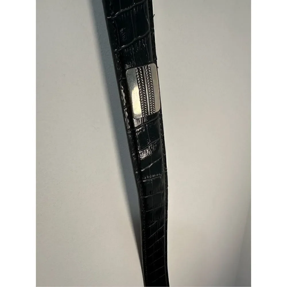 Crocodile black belt with silver accents men’s size 56”.   #M-1070